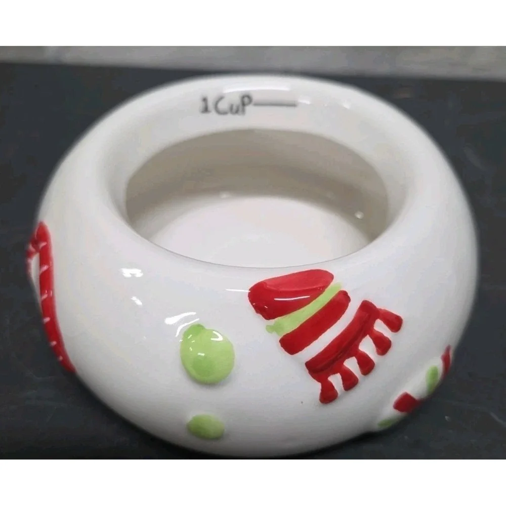 Pier 1 Imports Ceramic Snowman Measuring Cup Set Christmas - Contains 4 Eshelf
